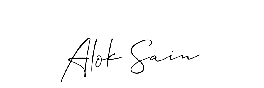 Use a signature maker to create a handwritten signature online. With this signature software, you can design (Allison_Script) your own signature for name Alok Sain. Alok Sain signature style 2 images and pictures png