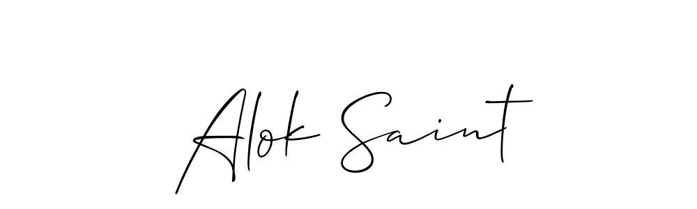 Make a beautiful signature design for name Alok Saint. With this signature (Allison_Script) style, you can create a handwritten signature for free. Alok Saint signature style 2 images and pictures png