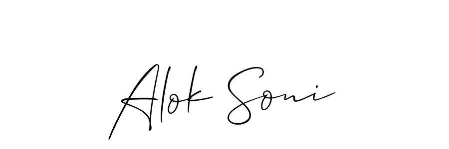 Make a beautiful signature design for name Alok Soni. With this signature (Allison_Script) style, you can create a handwritten signature for free. Alok Soni signature style 2 images and pictures png