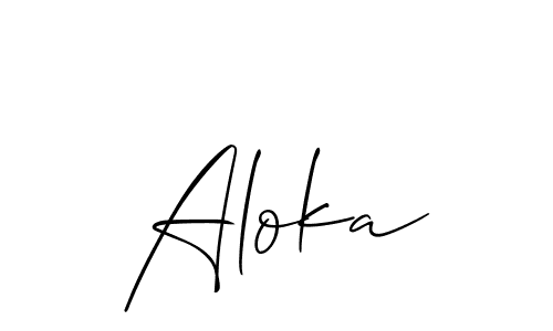 Design your own signature with our free online signature maker. With this signature software, you can create a handwritten (Allison_Script) signature for name Aloka. Aloka signature style 2 images and pictures png