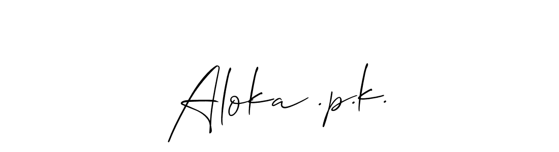 How to make Aloka .p.k. name signature. Use Allison_Script style for creating short signs online. This is the latest handwritten sign. Aloka .p.k. signature style 2 images and pictures png