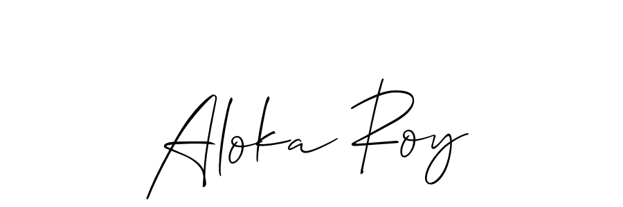 How to make Aloka Roy name signature. Use Allison_Script style for creating short signs online. This is the latest handwritten sign. Aloka Roy signature style 2 images and pictures png