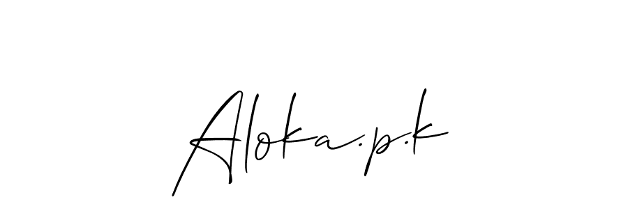 How to make Aloka.p.k signature? Allison_Script is a professional autograph style. Create handwritten signature for Aloka.p.k name. Aloka.p.k signature style 2 images and pictures png