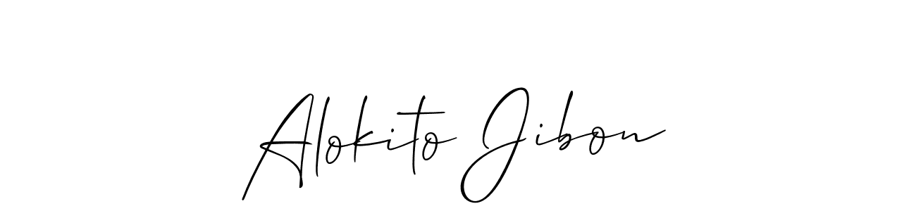 Make a beautiful signature design for name Alokito Jibon. With this signature (Allison_Script) style, you can create a handwritten signature for free. Alokito Jibon signature style 2 images and pictures png