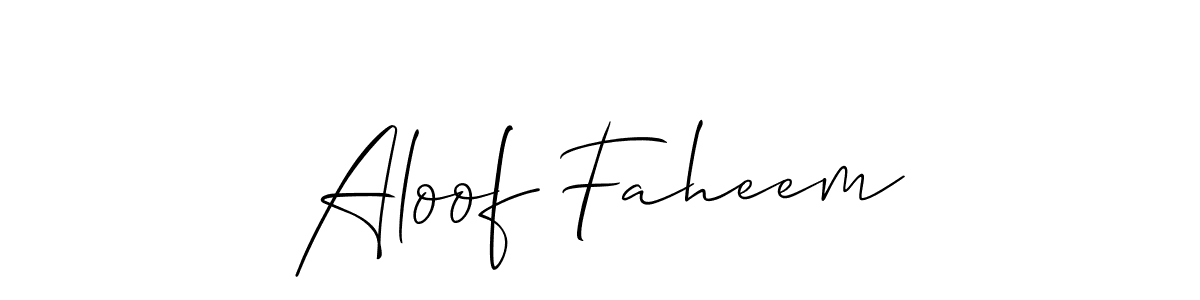 Allison_Script is a professional signature style that is perfect for those who want to add a touch of class to their signature. It is also a great choice for those who want to make their signature more unique. Get Aloof Faheem name to fancy signature for free. Aloof Faheem signature style 2 images and pictures png