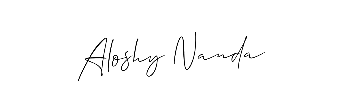 Use a signature maker to create a handwritten signature online. With this signature software, you can design (Allison_Script) your own signature for name Aloshy Nanda. Aloshy Nanda signature style 2 images and pictures png