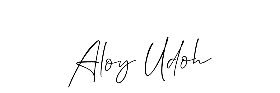 How to make Aloy Udoh name signature. Use Allison_Script style for creating short signs online. This is the latest handwritten sign. Aloy Udoh signature style 2 images and pictures png