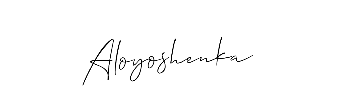 It looks lik you need a new signature style for name Aloyoshenka. Design unique handwritten (Allison_Script) signature with our free signature maker in just a few clicks. Aloyoshenka signature style 2 images and pictures png