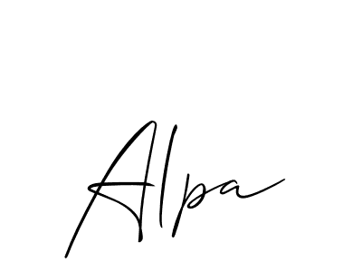Allison_Script is a professional signature style that is perfect for those who want to add a touch of class to their signature. It is also a great choice for those who want to make their signature more unique. Get Alpa name to fancy signature for free. Alpa signature style 2 images and pictures png