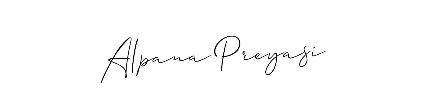 Also we have Alpana Preyasi name is the best signature style. Create professional handwritten signature collection using Allison_Script autograph style. Alpana Preyasi signature style 2 images and pictures png