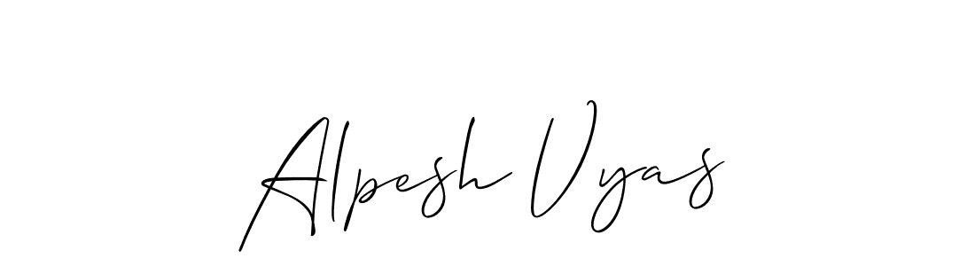 How to make Alpesh Vyas name signature. Use Allison_Script style for creating short signs online. This is the latest handwritten sign. Alpesh Vyas signature style 2 images and pictures png