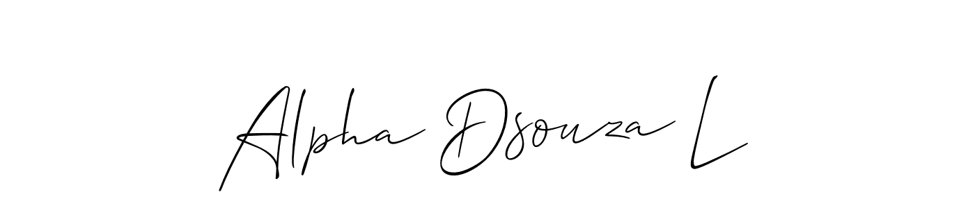 This is the best signature style for the Alpha Dsouza L name. Also you like these signature font (Allison_Script). Mix name signature. Alpha Dsouza L signature style 2 images and pictures png