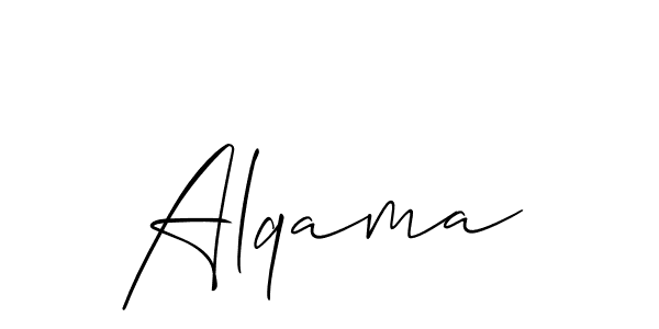 Make a beautiful signature design for name Alqama. With this signature (Allison_Script) style, you can create a handwritten signature for free. Alqama signature style 2 images and pictures png