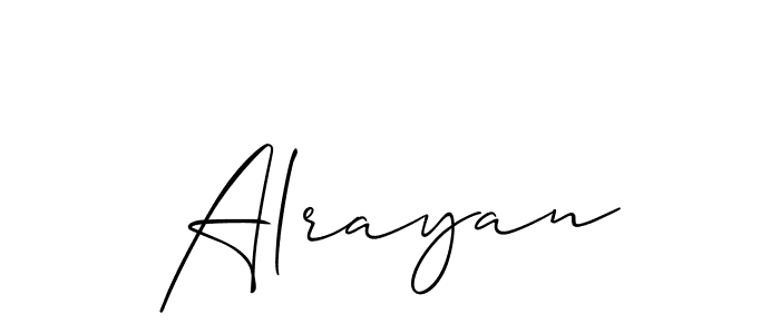 How to make Alrayan name signature. Use Allison_Script style for creating short signs online. This is the latest handwritten sign. Alrayan signature style 2 images and pictures png