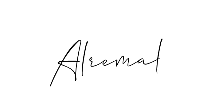 Use a signature maker to create a handwritten signature online. With this signature software, you can design (Allison_Script) your own signature for name Alremal. Alremal signature style 2 images and pictures png