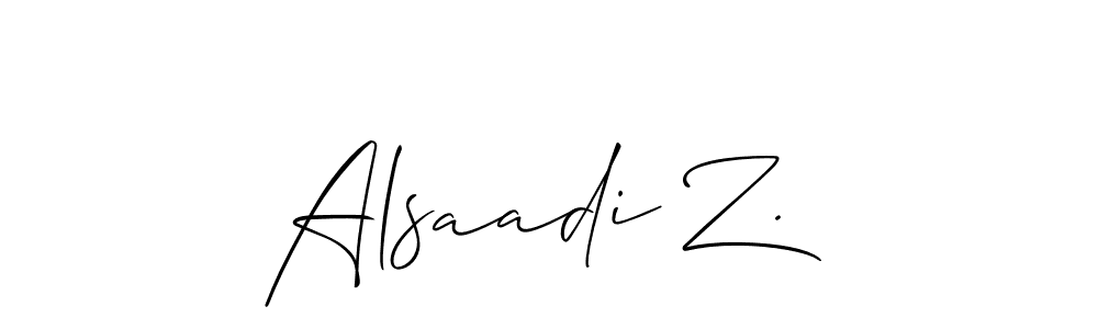 if you are searching for the best signature style for your name Alsaadi Z.. so please give up your signature search. here we have designed multiple signature styles  using Allison_Script. Alsaadi Z. signature style 2 images and pictures png