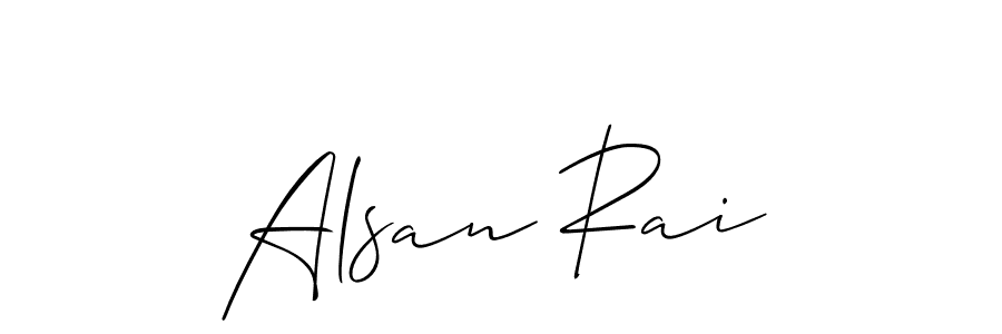 The best way (Allison_Script) to make a short signature is to pick only two or three words in your name. The name Alsan Rai include a total of six letters. For converting this name. Alsan Rai signature style 2 images and pictures png