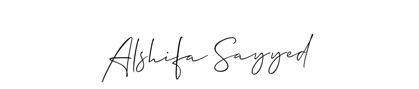 You should practise on your own different ways (Allison_Script) to write your name (Alshifa Sayyed) in signature. don't let someone else do it for you. Alshifa Sayyed signature style 2 images and pictures png