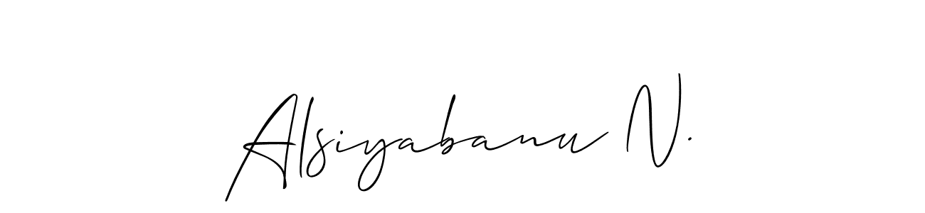 if you are searching for the best signature style for your name Alsiyabanu N.. so please give up your signature search. here we have designed multiple signature styles  using Allison_Script. Alsiyabanu N. signature style 2 images and pictures png