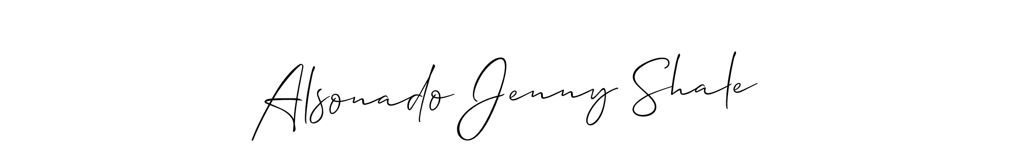The best way (Allison_Script) to make a short signature is to pick only two or three words in your name. The name Alsonado Jenny Shale include a total of six letters. For converting this name. Alsonado Jenny Shale signature style 2 images and pictures png