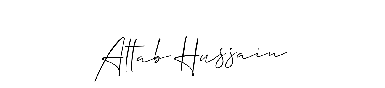 Create a beautiful signature design for name Altab Hussain. With this signature (Allison_Script) fonts, you can make a handwritten signature for free. Altab Hussain signature style 2 images and pictures png