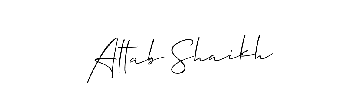 You should practise on your own different ways (Allison_Script) to write your name (Altab Shaikh) in signature. don't let someone else do it for you. Altab Shaikh signature style 2 images and pictures png