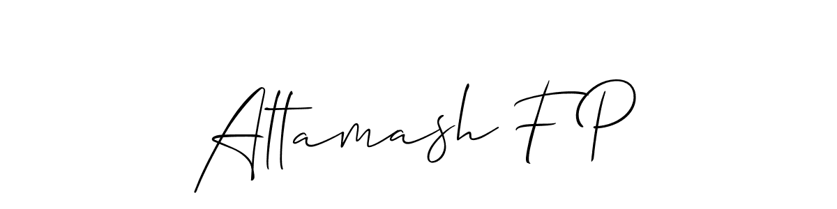 It looks lik you need a new signature style for name Altamash F P. Design unique handwritten (Allison_Script) signature with our free signature maker in just a few clicks. Altamash F P signature style 2 images and pictures png