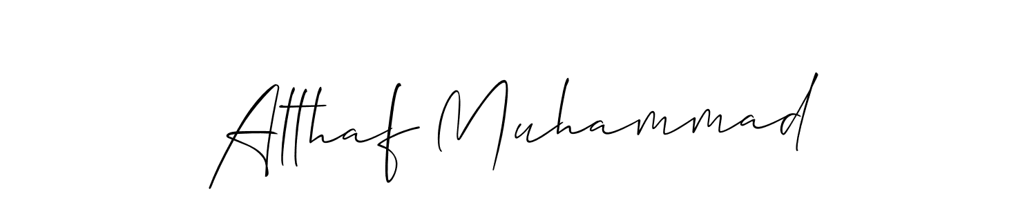 The best way (Allison_Script) to make a short signature is to pick only two or three words in your name. The name Althaf Muhammad include a total of six letters. For converting this name. Althaf Muhammad signature style 2 images and pictures png