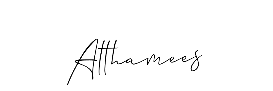 Design your own signature with our free online signature maker. With this signature software, you can create a handwritten (Allison_Script) signature for name Althamees. Althamees signature style 2 images and pictures png