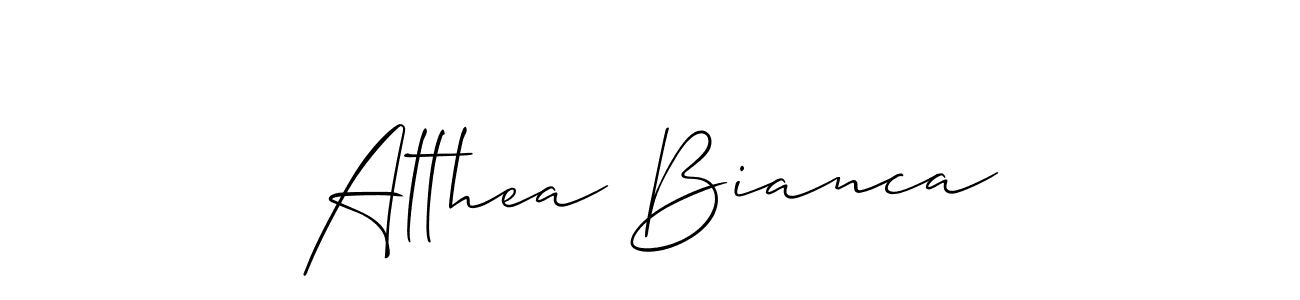 Use a signature maker to create a handwritten signature online. With this signature software, you can design (Allison_Script) your own signature for name Althea Bianca. Althea Bianca signature style 2 images and pictures png