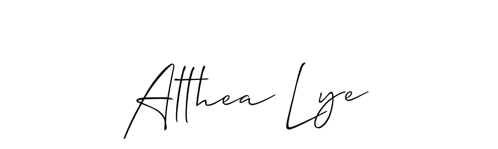 Similarly Allison_Script is the best handwritten signature design. Signature creator online .You can use it as an online autograph creator for name Althea Lye. Althea Lye signature style 2 images and pictures png