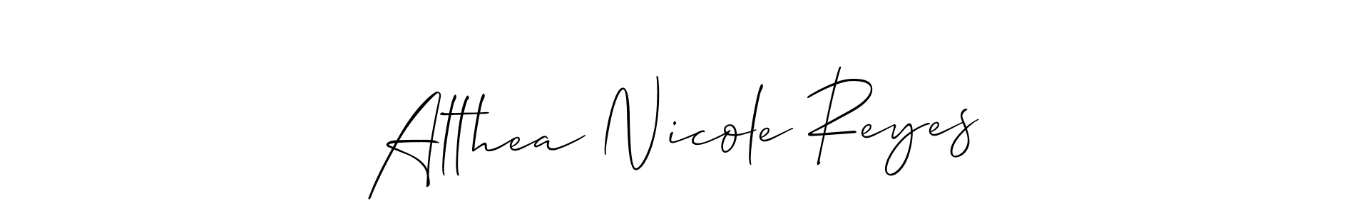 if you are searching for the best signature style for your name Althea Nicole Reyes. so please give up your signature search. here we have designed multiple signature styles  using Allison_Script. Althea Nicole Reyes signature style 2 images and pictures png