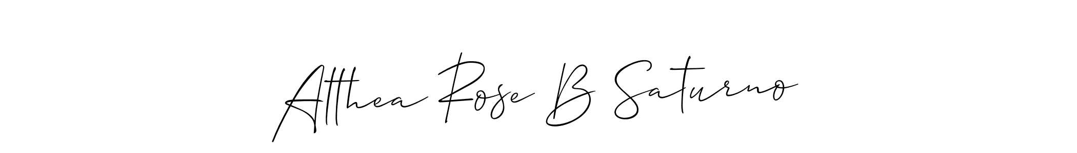 How to make Althea Rose B Saturno name signature. Use Allison_Script style for creating short signs online. This is the latest handwritten sign. Althea Rose B Saturno signature style 2 images and pictures png