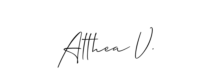 Make a short Althea V. signature style. Manage your documents anywhere anytime using Allison_Script. Create and add eSignatures, submit forms, share and send files easily. Althea V. signature style 2 images and pictures png