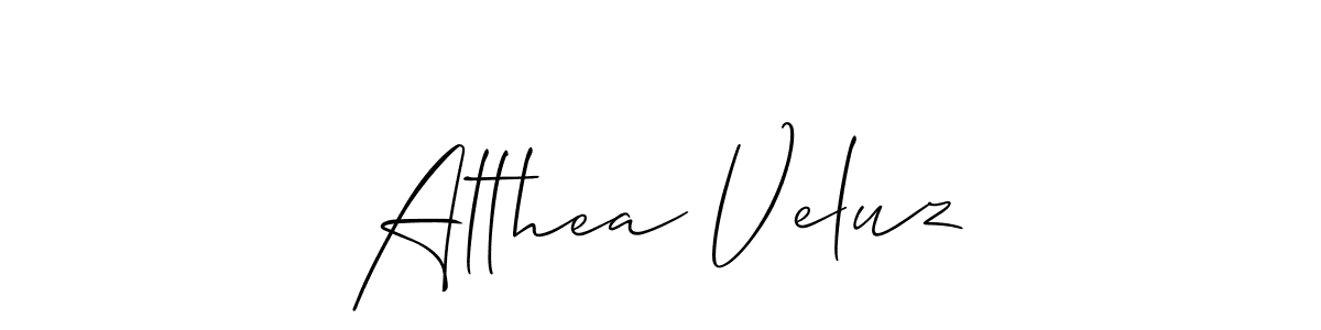 How to make Althea Veluz name signature. Use Allison_Script style for creating short signs online. This is the latest handwritten sign. Althea Veluz signature style 2 images and pictures png