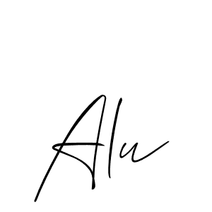 The best way (Allison_Script) to make a short signature is to pick only two or three words in your name. The name Alu include a total of six letters. For converting this name. Alu signature style 2 images and pictures png