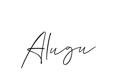 The best way (Allison_Script) to make a short signature is to pick only two or three words in your name. The name Alugu include a total of six letters. For converting this name. Alugu signature style 2 images and pictures png