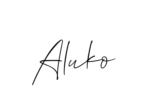 Also You can easily find your signature by using the search form. We will create Aluko name handwritten signature images for you free of cost using Allison_Script sign style. Aluko signature style 2 images and pictures png