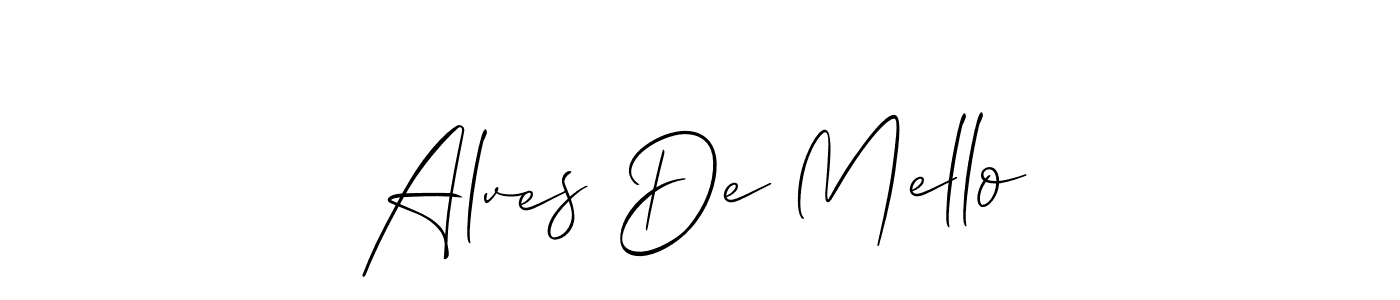 Similarly Allison_Script is the best handwritten signature design. Signature creator online .You can use it as an online autograph creator for name Alves De Mello. Alves De Mello signature style 2 images and pictures png