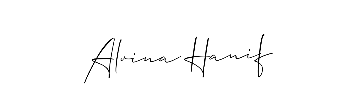Make a beautiful signature design for name Alvina Hanif. With this signature (Allison_Script) style, you can create a handwritten signature for free. Alvina Hanif signature style 2 images and pictures png
