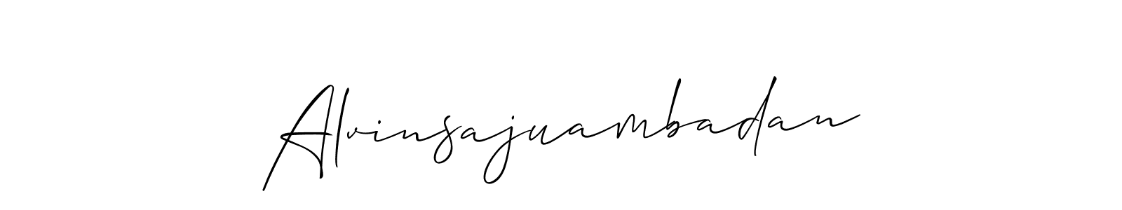 You should practise on your own different ways (Allison_Script) to write your name (Alvinsajuambadan) in signature. don't let someone else do it for you. Alvinsajuambadan signature style 2 images and pictures png
