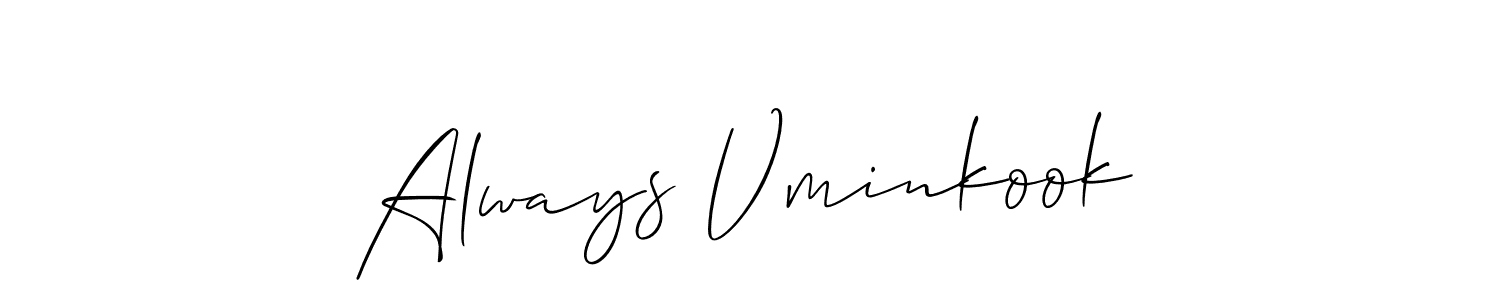How to make Always Vminkook name signature. Use Allison_Script style for creating short signs online. This is the latest handwritten sign. Always Vminkook signature style 2 images and pictures png
