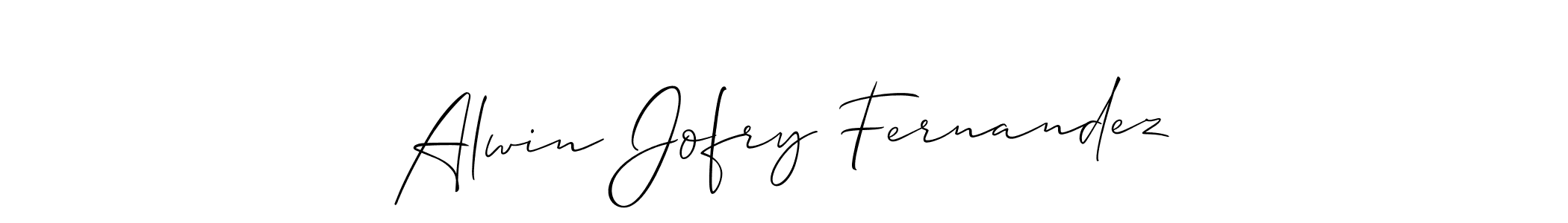 How to make Alwin Jofry Fernandez signature? Allison_Script is a professional autograph style. Create handwritten signature for Alwin Jofry Fernandez name. Alwin Jofry Fernandez signature style 2 images and pictures png