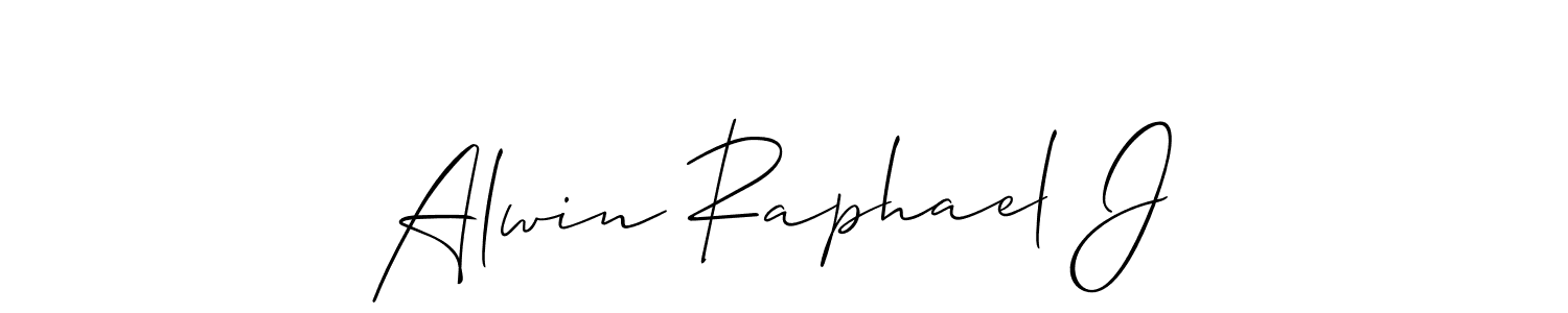 How to make Alwin Raphael J name signature. Use Allison_Script style for creating short signs online. This is the latest handwritten sign. Alwin Raphael J signature style 2 images and pictures png