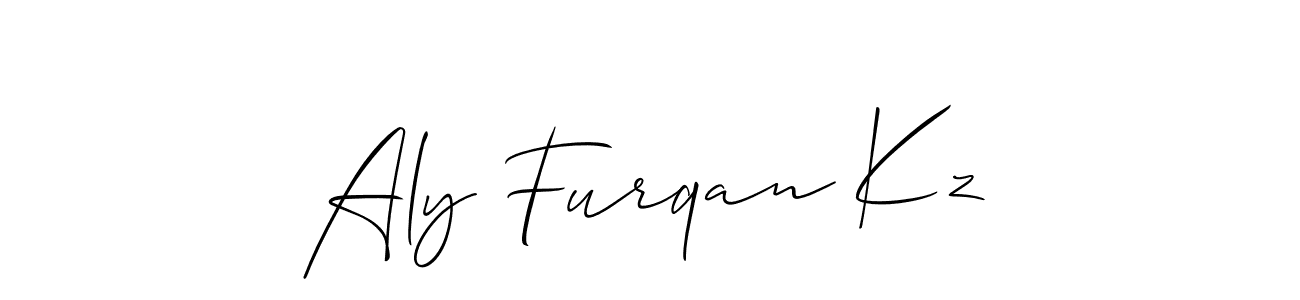 The best way (Allison_Script) to make a short signature is to pick only two or three words in your name. The name Aly Furqan Kz include a total of six letters. For converting this name. Aly Furqan Kz signature style 2 images and pictures png