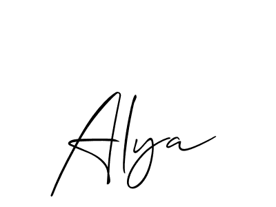 Use a signature maker to create a handwritten signature online. With this signature software, you can design (Allison_Script) your own signature for name Alya. Alya signature style 2 images and pictures png