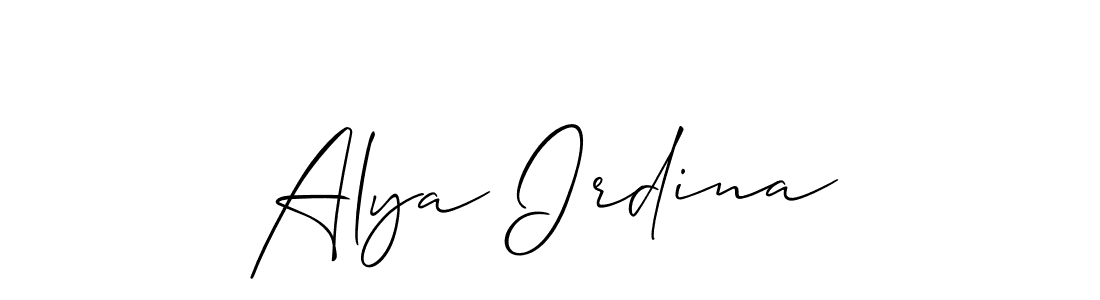 if you are searching for the best signature style for your name Alya Irdina. so please give up your signature search. here we have designed multiple signature styles  using Allison_Script. Alya Irdina signature style 2 images and pictures png