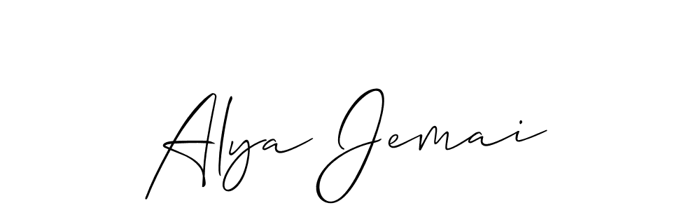 if you are searching for the best signature style for your name Alya Jemai. so please give up your signature search. here we have designed multiple signature styles  using Allison_Script. Alya Jemai signature style 2 images and pictures png