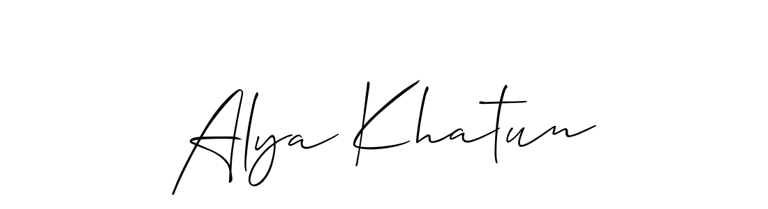 Similarly Allison_Script is the best handwritten signature design. Signature creator online .You can use it as an online autograph creator for name Alya Khatun. Alya Khatun signature style 2 images and pictures png