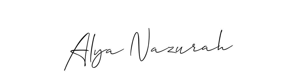 Alya Nazurah stylish signature style. Best Handwritten Sign (Allison_Script) for my name. Handwritten Signature Collection Ideas for my name Alya Nazurah. Alya Nazurah signature style 2 images and pictures png